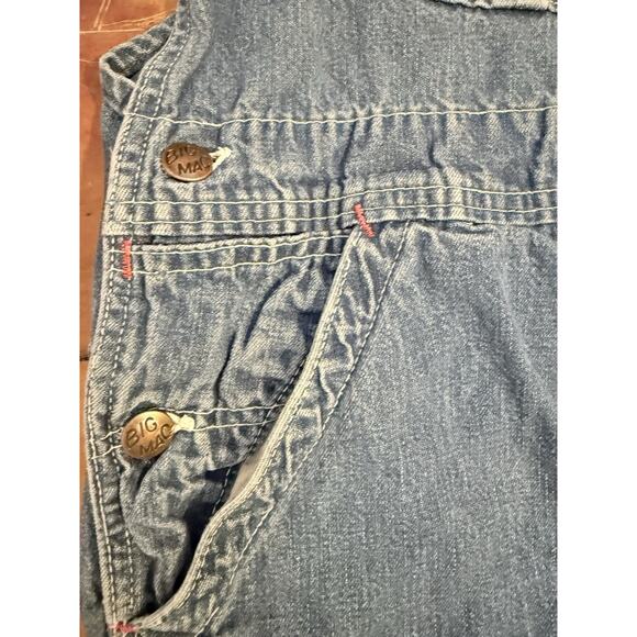 Vintage 70's JCPenney Big Mac Square Back Blue Denim Carpenter Bib Overall 34x34 - Picture 9 of 15